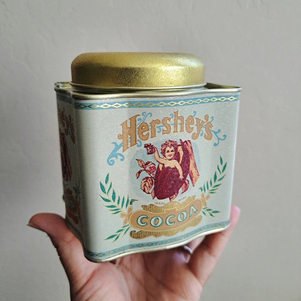 Vintage Hersheys Cocoa Tin Bristol Ware Gold Trim Nostalgic Collectible Storage